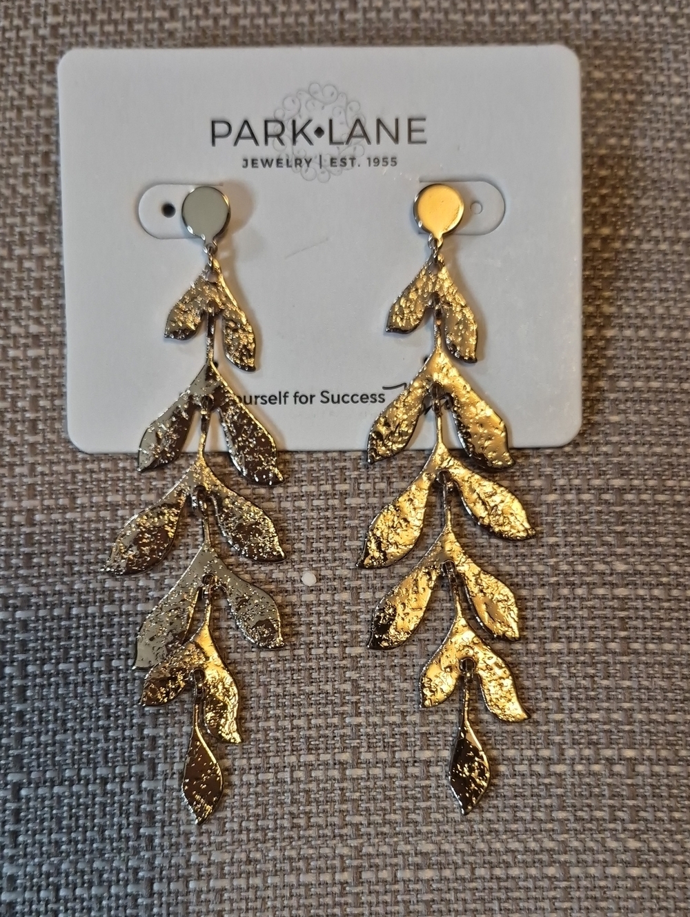 Park Lane Textured Gold Leaf Cascade Earrings